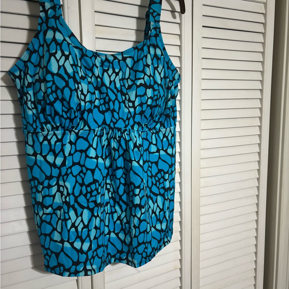 Blue Patterned tankini swim suit